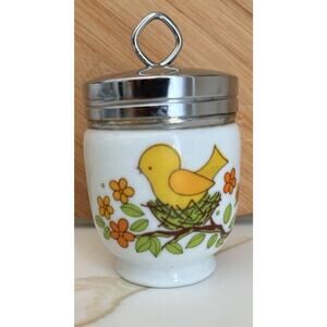 Vintage 1970 Lorrie Design yellow Bird in Nest Egg Coddler Japan 3”